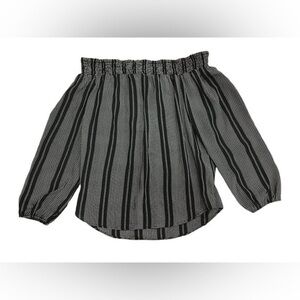 🩷 lily white black and white striped long sleeve off the shoulder top